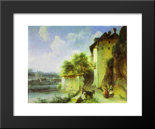 View Of Albano, Near Rome 20x24 Black Modern Wood Framed Art Print Poster by Lebedev, Mikhail