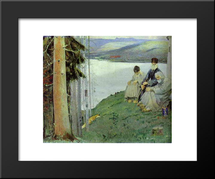 A Litte Fox 20x24 Black Modern Wood Framed Art Print Poster by Nesterov, Mikhail