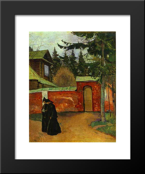 By A Monastery Entrance 20x24 Black Modern Wood Framed Art Print Poster by Nesterov, Mikhail