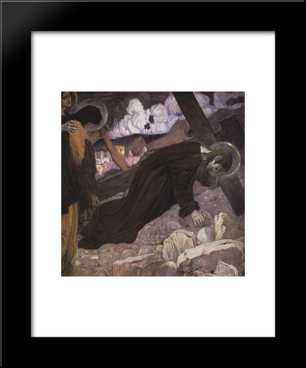 Crucifixion 20x24 Black Modern Wood Framed Art Print Poster by Nesterov, Mikhail