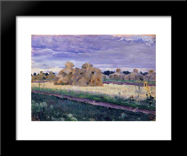 Haystacks 20x24 Black Modern Wood Framed Art Print Poster by Nesterov, Mikhail