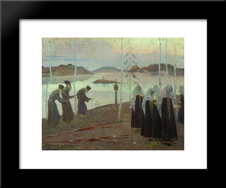 Hermit Fathers And Immaculate Women 20x24 Black Modern Wood Framed Art Print Poster by Nesterov, Mikhail