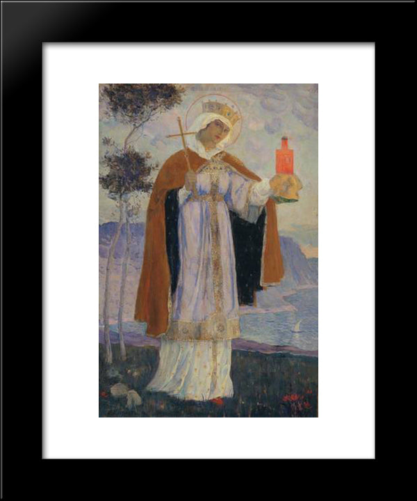 Holy Equal-To-The-Apostles Olga 20x24 Black Modern Wood Framed Art Print Poster by Nesterov, Mikhail