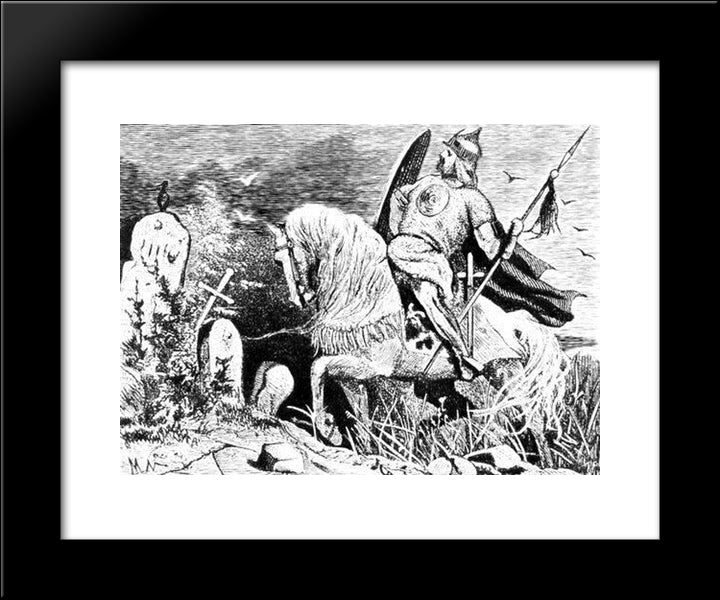 Ilya Muromets 20x24 Black Modern Wood Framed Art Print Poster by Nesterov, Mikhail