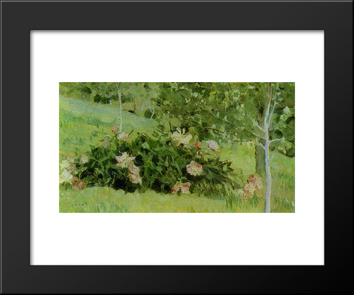 Peonies 20x24 Black Modern Wood Framed Art Print Poster by Nesterov, Mikhail