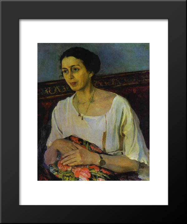 Portrait Of Elena Rasumova 20x24 Black Modern Wood Framed Art Print Poster by Nesterov, Mikhail