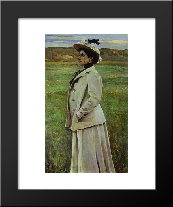 Portrait Of Natalia Yashvil 20x24 Black Modern Wood Framed Art Print Poster by Nesterov, Mikhail