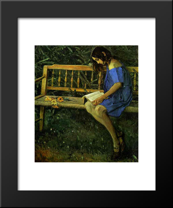 Portrait Of Natasha Nesterova (On A Garden Bench) 20x24 Black Modern Wood Framed Art Print Poster by Nesterov, Mikhail