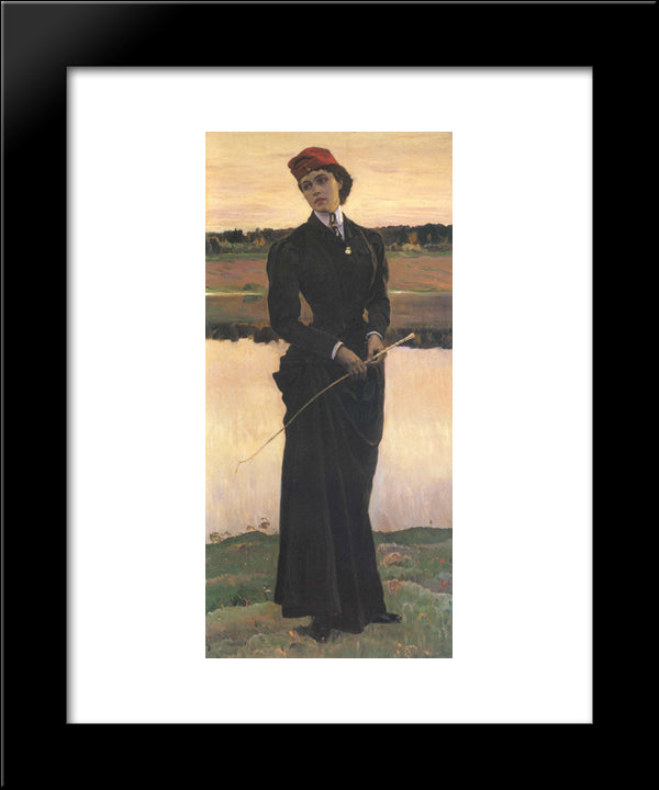 Portrait Of Olga Nesterova (Woman In A Riding Habit) 20x24 Black Modern Wood Framed Art Print Poster by Nesterov, Mikhail