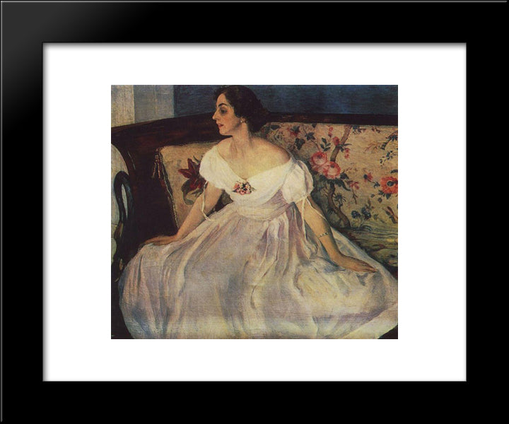 Portrait Of V. M. Nesterova 20x24 Black Modern Wood Framed Art Print Poster by Nesterov, Mikhail