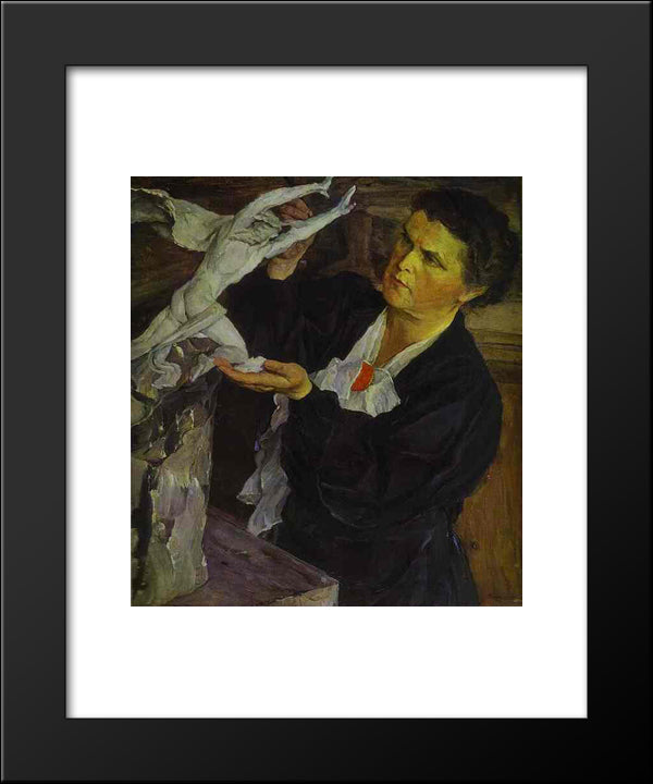 Portrait Of Vera Mukhina 20x24 Black Modern Wood Framed Art Print Poster by Nesterov, Mikhail