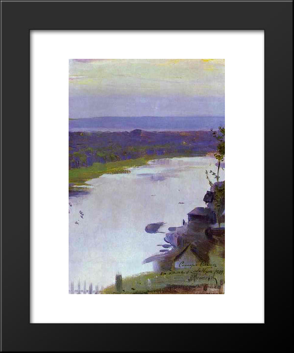 River Belaya 20x24 Black Modern Wood Framed Art Print Poster by Nesterov, Mikhail