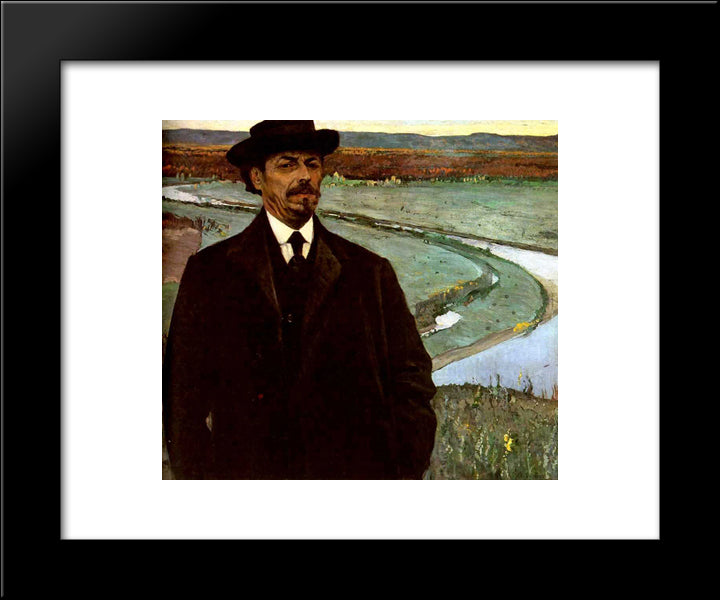 Self-Portrait 20x24 Black Modern Wood Framed Art Print Poster by Nesterov, Mikhail