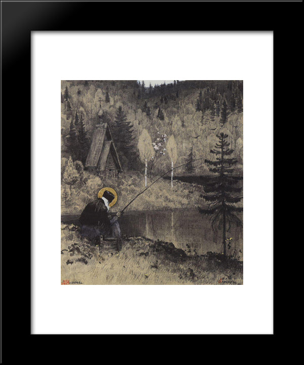 St. Paphnutius Of Borovsk 20x24 Black Modern Wood Framed Art Print Poster by Nesterov, Mikhail