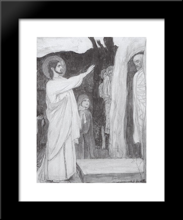 The Raising Of Lazarus 20x24 Black Modern Wood Framed Art Print Poster by Nesterov, Mikhail