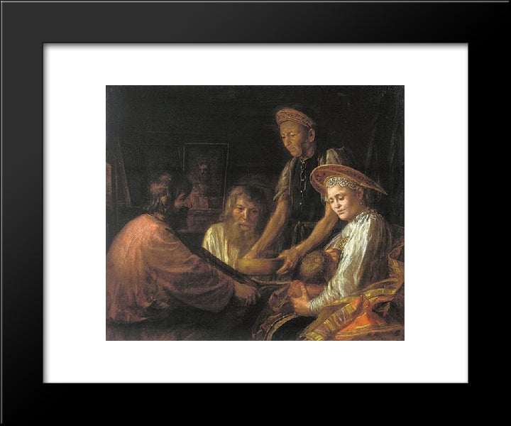 Peasants' Meal 20x24 Black Modern Wood Framed Art Print Poster by Shibanov, Mikhail