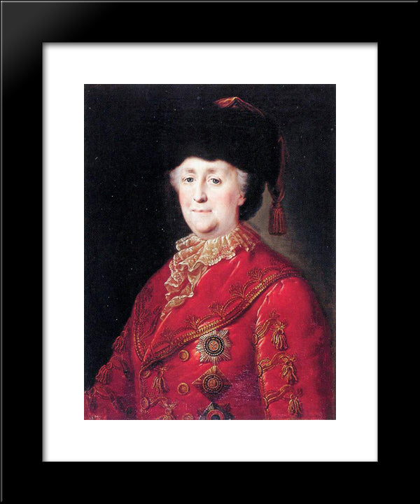 Portrait Of Empress Catherine Ii With Traveling Dress 20x24 Black Modern Wood Framed Art Print Poster by Shibanov, Mikhail