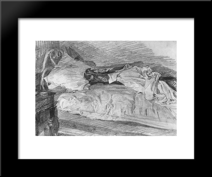 A Bed 20x24 Black Modern Wood Framed Art Print Poster by Vrubel, Mikhail