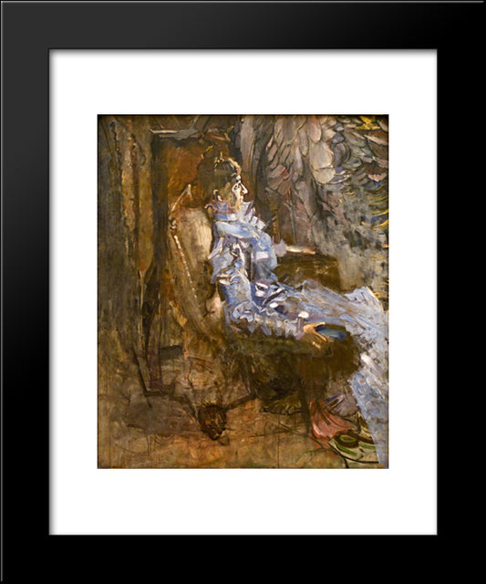 A Lady In Lilac (Portrait Of Nadezhda Zabela) 20x24 Black Modern Wood Framed Art Print Poster by Vrubel, Mikhail