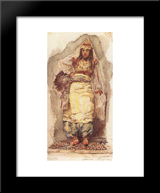 A Model With Eastern Dress 20x24 Black Modern Wood Framed Art Print Poster by Vrubel, Mikhail