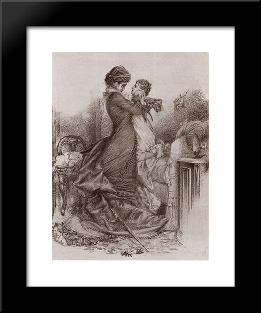 Anna Karenina Meets Her Son 20x24 Black Modern Wood Framed Art Print Poster by Vrubel, Mikhail