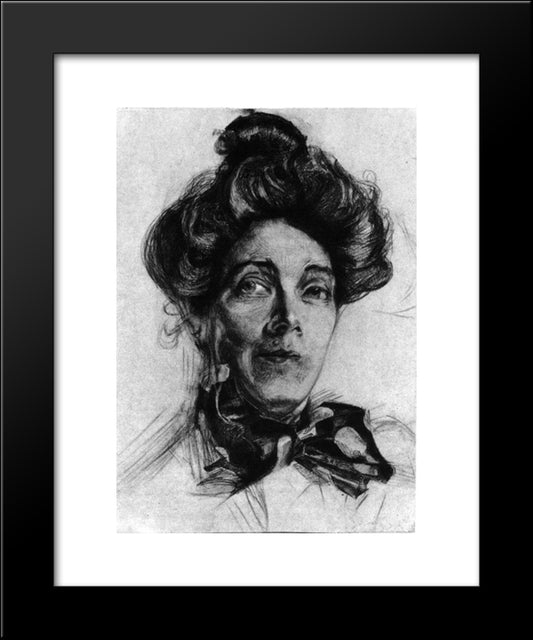 Artist'S Wife Nadezhda Zabela 20x24 Black Modern Wood Framed Art Print Poster by Vrubel, Mikhail