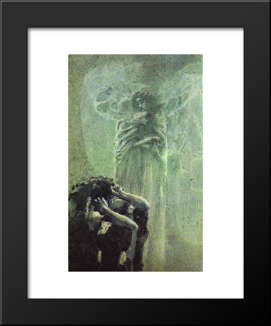 Demon And Angel With Tamara'S Soul 20x24 Black Modern Wood Framed Art Print Poster by Vrubel, Mikhail