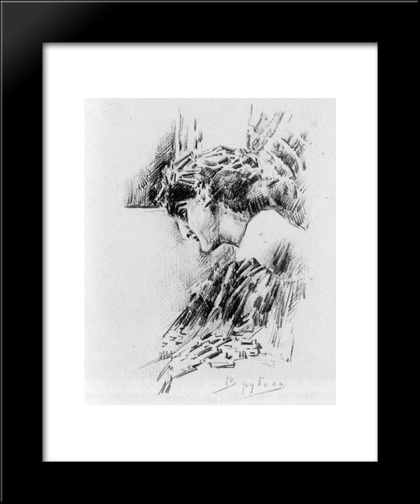 Demon Looking 20x24 Black Modern Wood Framed Art Print Poster by Vrubel, Mikhail