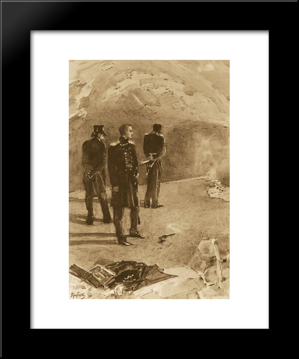 Duel Of Pechorin And Grushnitsky 20x24 Black Modern Wood Framed Art Print Poster by Vrubel, Mikhail