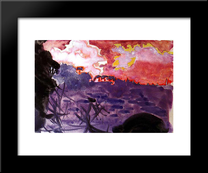 Fantastic Landscape 20x24 Black Modern Wood Framed Art Print Poster by Vrubel, Mikhail