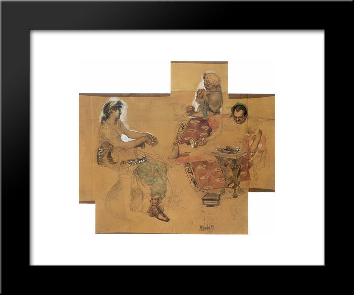 Feasting Romans 20x24 Black Modern Wood Framed Art Print Poster by Vrubel, Mikhail
