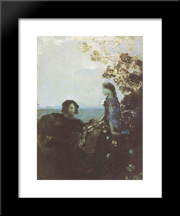 Hamlet And Ophelia 20x24 Black Modern Wood Framed Art Print Poster by Vrubel, Mikhail