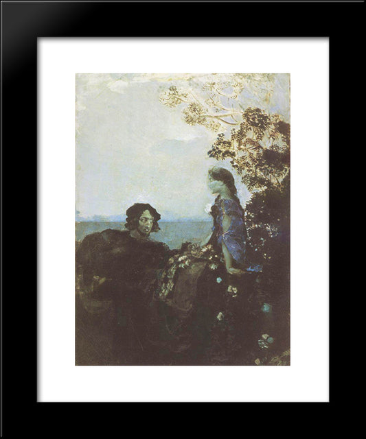 Hamlet And Ophelia 20x24 Black Modern Wood Framed Art Print Poster by Vrubel, Mikhail