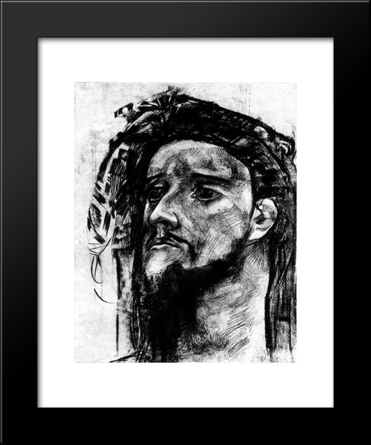 Head Of Prophet 20x24 Black Modern Wood Framed Art Print Poster by Vrubel, Mikhail
