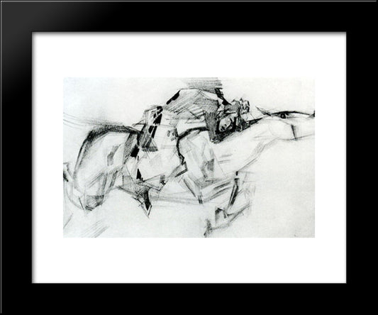 Horseman 20x24 Black Modern Wood Framed Art Print Poster by Vrubel, Mikhail