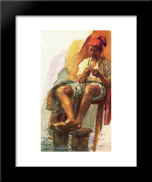 Italian Fisherman 20x24 Black Modern Wood Framed Art Print Poster by Vrubel, Mikhail