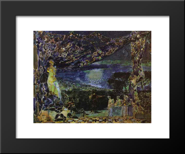 Italian Night (Sketch For The Curtain In Russian Private Opera) 20x24 Black Modern Wood Framed Art Print Poster by Vrubel, Mikhail