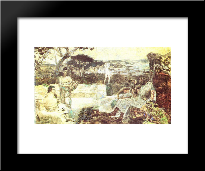 Italy. Scenes Of Ancient Life. (Sketch For The Curtain In Russian Private Opera) 20x24 Black Modern Wood Framed Art Print Poster by Vrubel, Mikhail