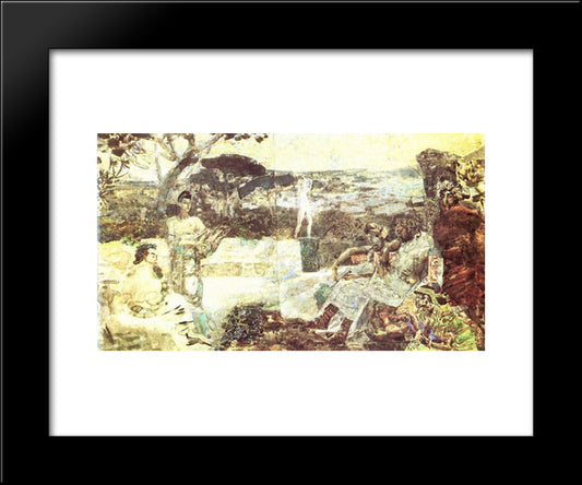 Italy. Scenes Of Ancient Life. (Sketch For The Curtain In Russian Private Opera) 20x24 Black Modern Wood Framed Art Print Poster by Vrubel, Mikhail