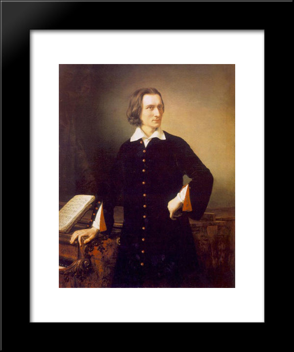 Portrait Of Franz Liszt 20x24 Black Modern Wood Framed Art Print Poster by Barabas, Miklos