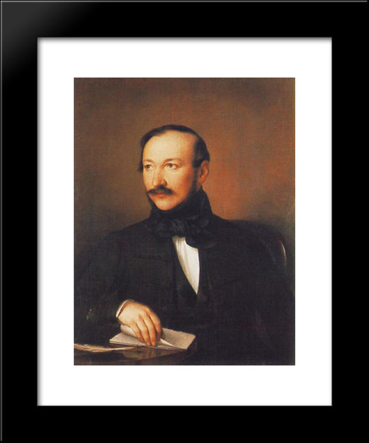 Portrait Of Poet Mihaly Vorosmarty 20x24 Black Modern Wood Framed Art Print Poster by Barabas, Miklos