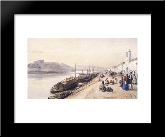 Quay Of The Danube With Greek Church In 1843 20x24 Black Modern Wood Framed Art Print Poster by Barabas, Miklos