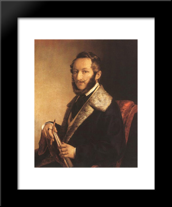 Self-Portrait 20x24 Black Modern Wood Framed Art Print Poster by Barabas, Miklos