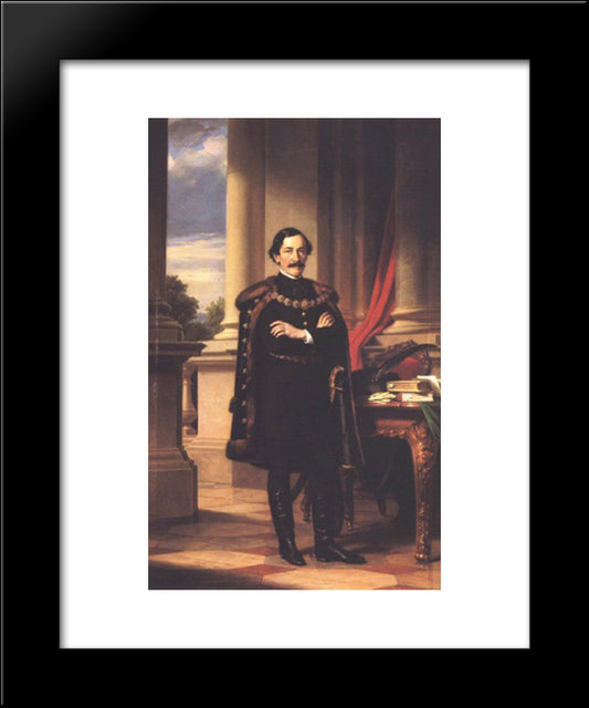 Standing Portrait Of Laszlo Teleki 20x24 Black Modern Wood Framed Art Print Poster by Barabas, Miklos