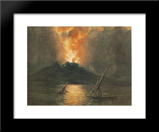 The Eruption Of The Vesuv 20x24 Black Modern Wood Framed Art Print Poster by Barabas, Miklos