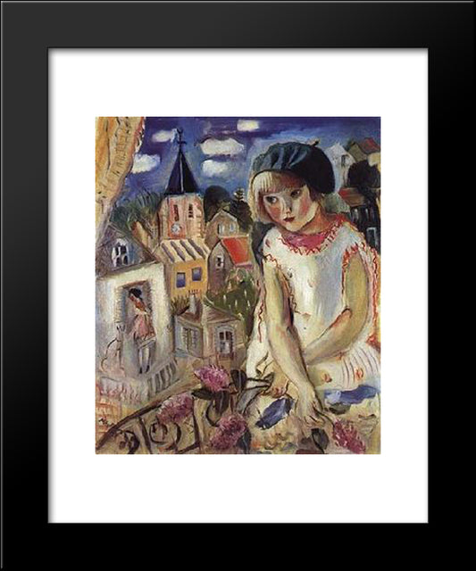 A Menina Da Boina Verde 20x24 Black Modern Wood Framed Art Print Poster by Possoz, Mily