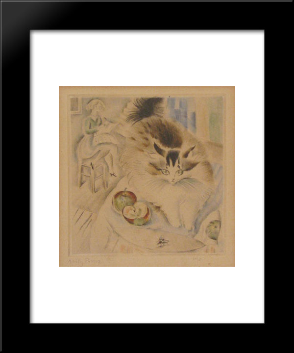 Cat 20x24 Black Modern Wood Framed Art Print Poster by Possoz, Mily