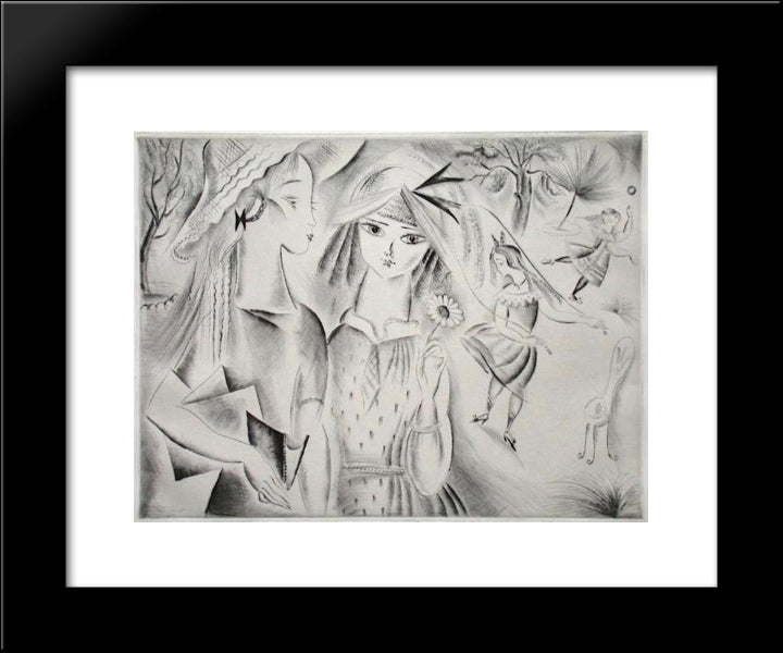 La Recreation 20x24 Black Modern Wood Framed Art Print Poster by Possoz, Mily