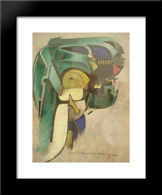 Painting Iv (Mechanical Abstraction) 20x24 Black Modern Wood Framed Art Print Poster by Shamberg, Morton