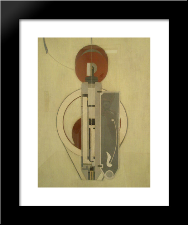 Painting Viii (Mechanical Abstraction) 20x24 Black Modern Wood Framed Art Print Poster by Shamberg, Morton